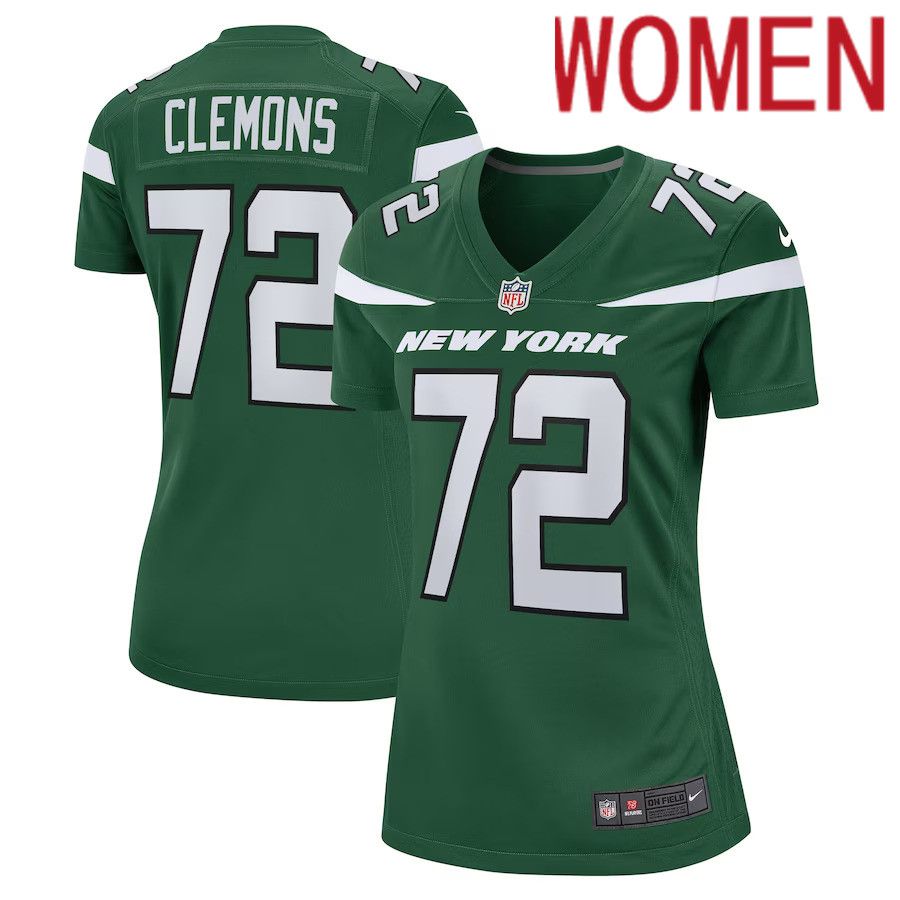 Women New York Jets 72 Micheal Clemons Nike Gotham Green Game Player NFL Jersey